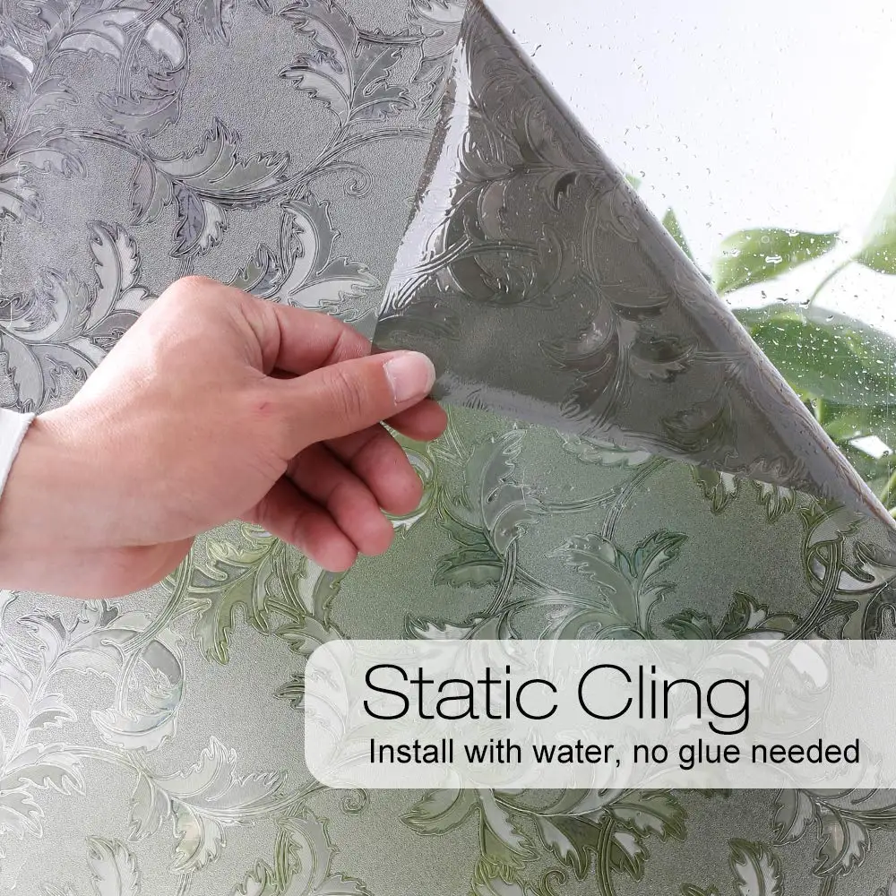 3D серебро богатый вечнозеленая трава матовый оконная пленка неклеевой