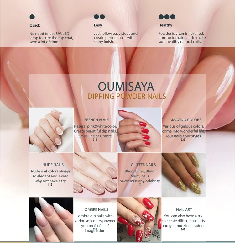 20 г/шт. Oumisaya Nail Dip порошок цвета, Dip системы первой необходимости, без запаха и здоровый(нет необходимости УФ/светодиодный светильник лампы лечения