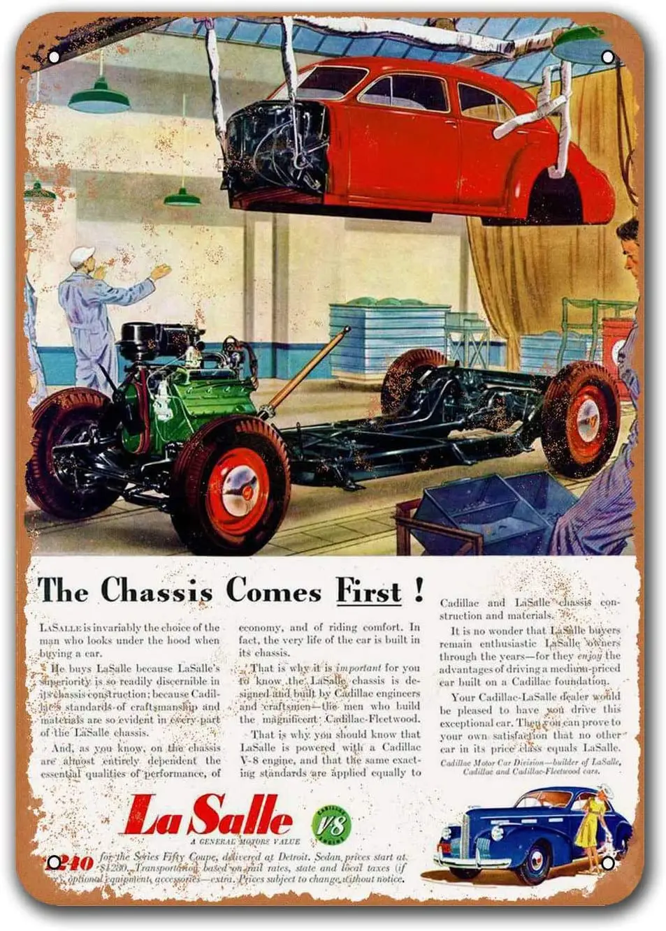 

1940 Lasalle Tin Metal Signs Vintage Cars, Sisoso Plaques Poster Bar Pub Retro Wall Decor