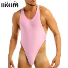 Iiniim Мужское нижнее белье Sissy Teddies Criss-Cross, боди с открытой спиной и высоким вырезом, бандаж, сумка, боди, стринги Hombre, экзотические костюмы