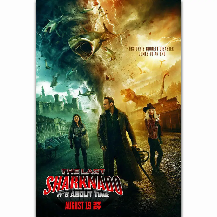 B052 последний Sharknado 2018 пленка Растения против Зомби фильм Шелковый тканевый
