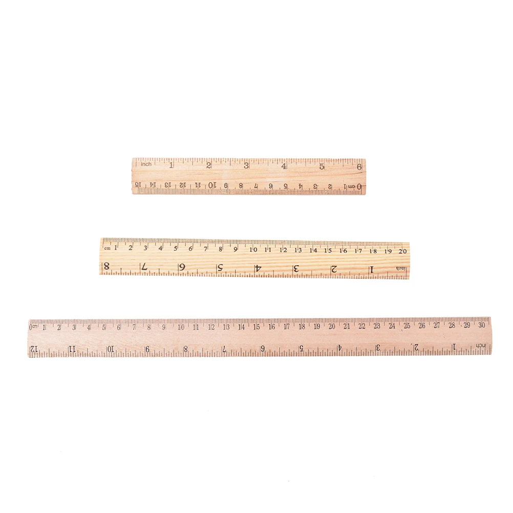 

1pcs 15cm 20cm 30cm Wooden Ruler Learning Office Stationery Ruler Metric Rule Precision Double Sided Measuring Tool