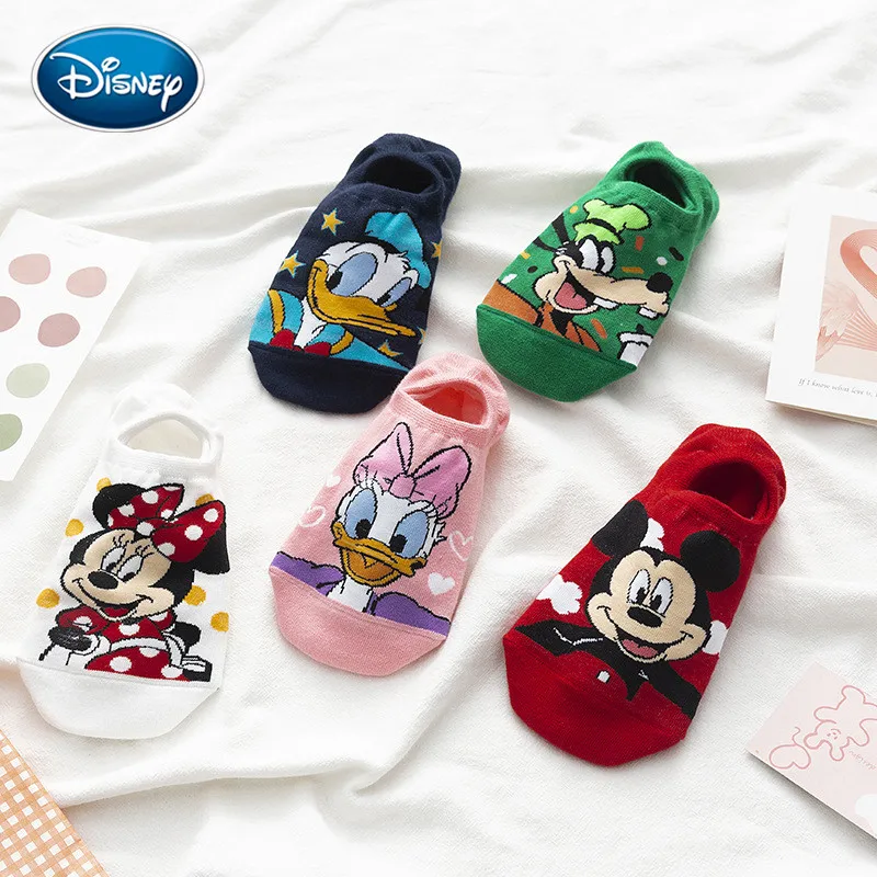 1 пара женские хлопковые носки-невидимки с мультяшными животными Микки Маусом