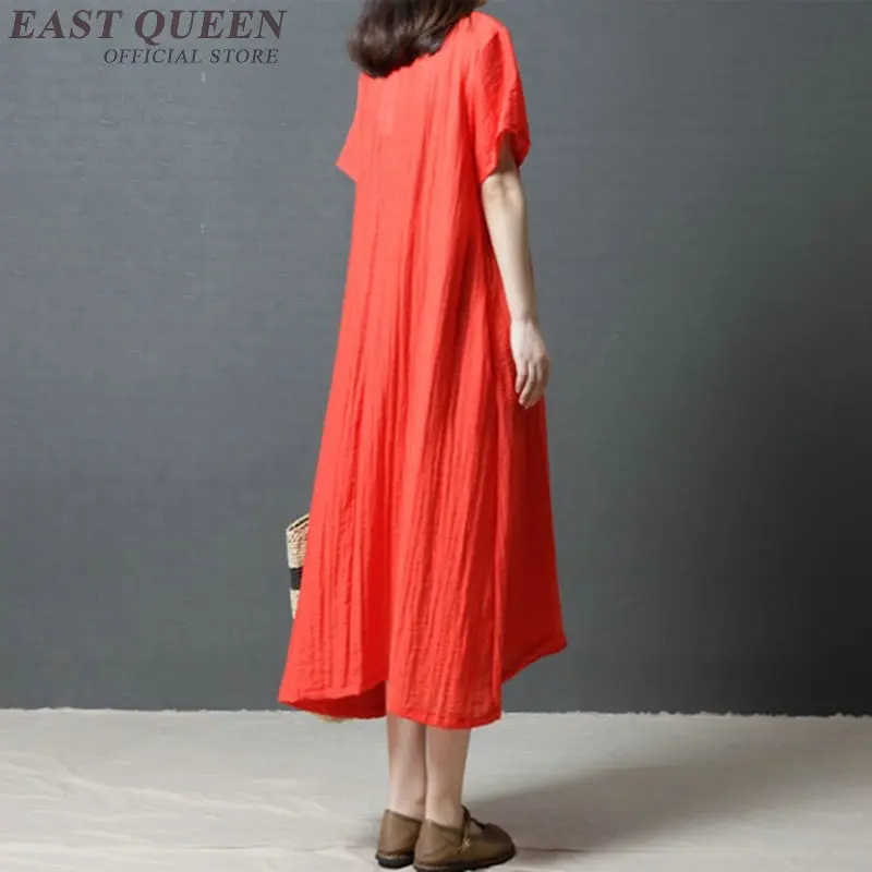 Женское платье с круглым вырезом Длинное свободное трапециевидной формы из