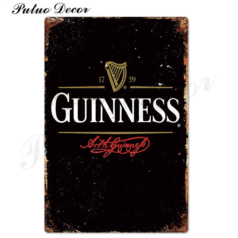 TH2539 Винтажная металлическая табличка Guinness, Оловянная табличка, металлическая винтажная тарелка для паба, Настенная декоративная тарелка для бара, паба, клуба, человека, пещеры - Цвет: TH2539