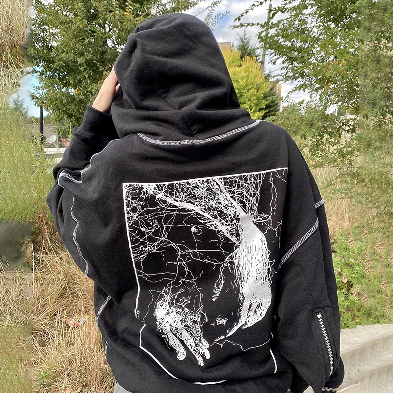 

Girls Loose Hoodies Female Casual Sweatshirts Teenagers Creative Print Pullovers Fashion Tops Streetwear Clothes for Women