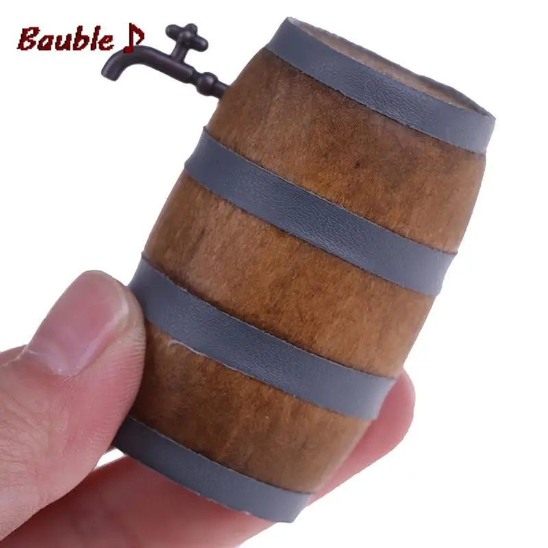 1:12 Miniature Wine Beer Barrel Cask Keg and Glass Set for Dolls House DecorationScale Dollhouse Accessories |
