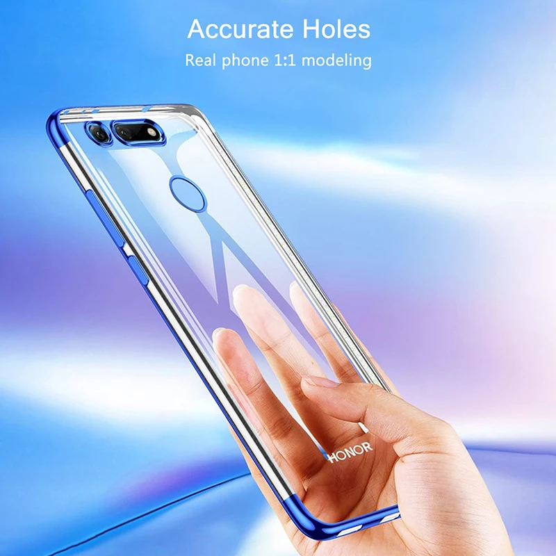 Phone Case For Huawei Honor V10 Transparent Plating Silicone Slim Back Cover View10 View 20 V20 Coque |