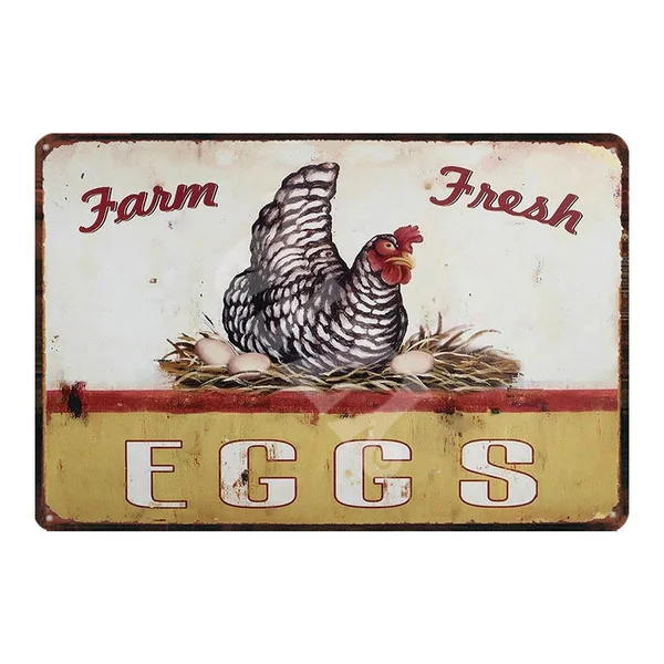 

Farm Fresh Eggs Retro Tin Sign Shabby Chic Metal Plates For Wall Cafe