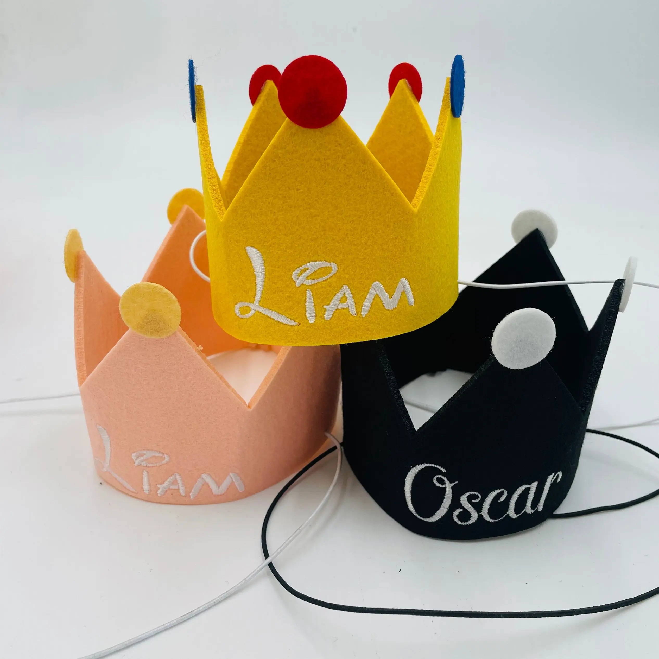 

Шапка с вышивкой на заказ для детей, головной убор из нетканого материала для вечеринки в стиле принцессы, для мальчиков и девочек, с именем под заказ