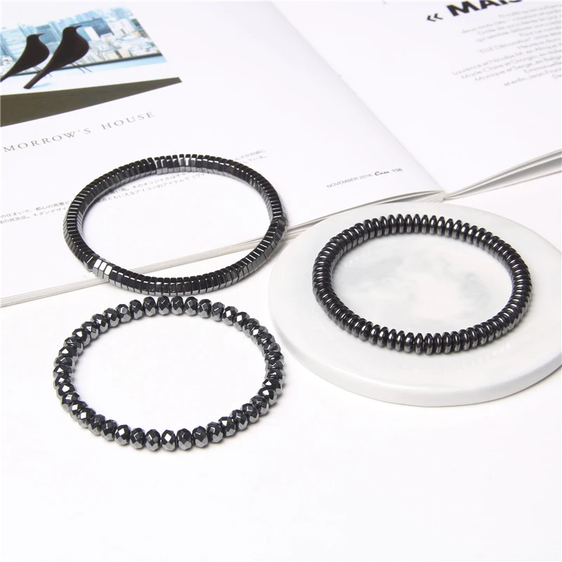 Ограненный гематит браслеты для мужчин без магнита натуральные круглые бусины