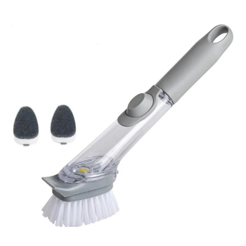 

Kitchen Cleaning Brush 2 In 1 Rinse Dish Bowl Washing Sponge Automatic Liquid Dispenser Pot Cleaner Tool Gadgets Accessories