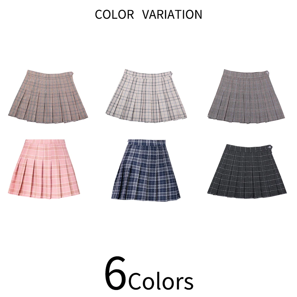 

2021 Women's Plaid Pleated Skirt Summer Kawaii Korean Style High Waist Mini Skirt Sweet Girl Short Dress School Pleated Skirt