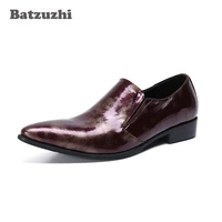 batzuzhi fashion men shoes pointed toe brown genuine leather dress shoes men formal business party zapatos hombre size us6 12