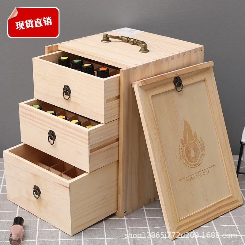 

Three Drawer Wooden Box Essential Oil Box Pine Essential Oil Bottle Storage Box Home Organization