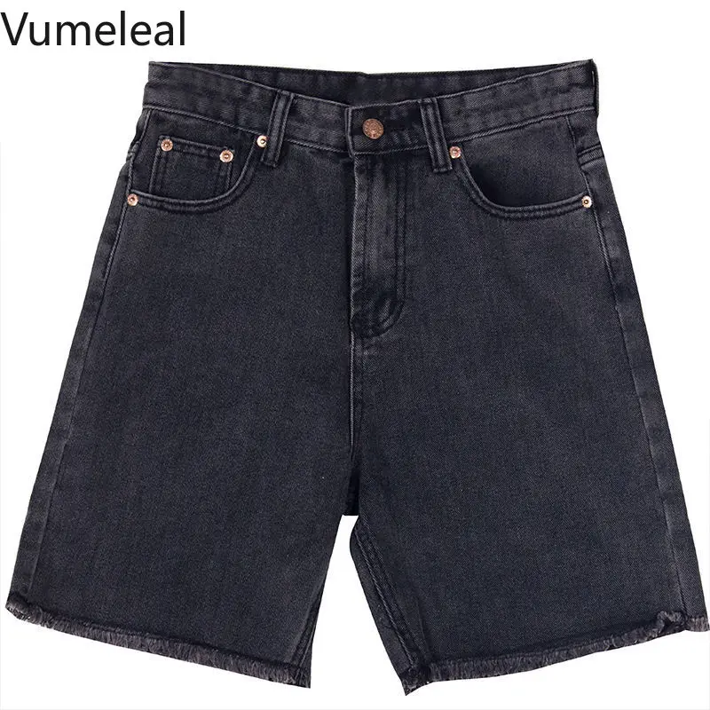

Europe and America Restore Ancient Ways High Waist Shows Thin Black Jean Shorts Female Burr Edge Thin Jean Shorts Cool Jeans y2k