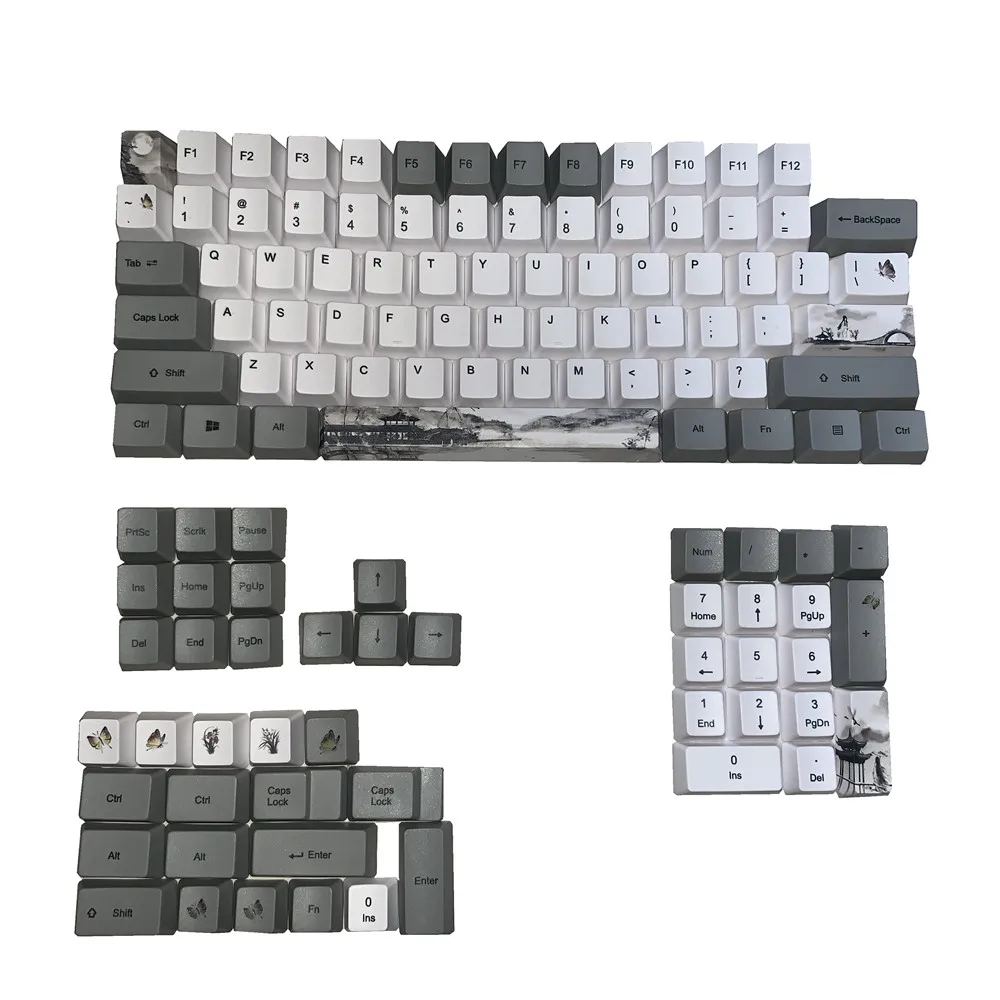 

1set Ink Landscape Keycap OEM PBT 5-Surfaces Dye Mechanical Keyboard IKBC Keycap
