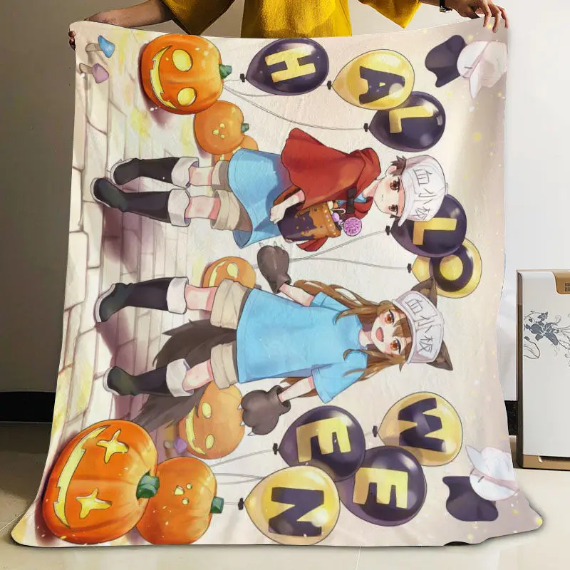 ?? Musifeカスタムアニメ細胞作業! フランネル毛布デザイン独自の毛布フランネル毛布ソファdiyのドロップシッピング