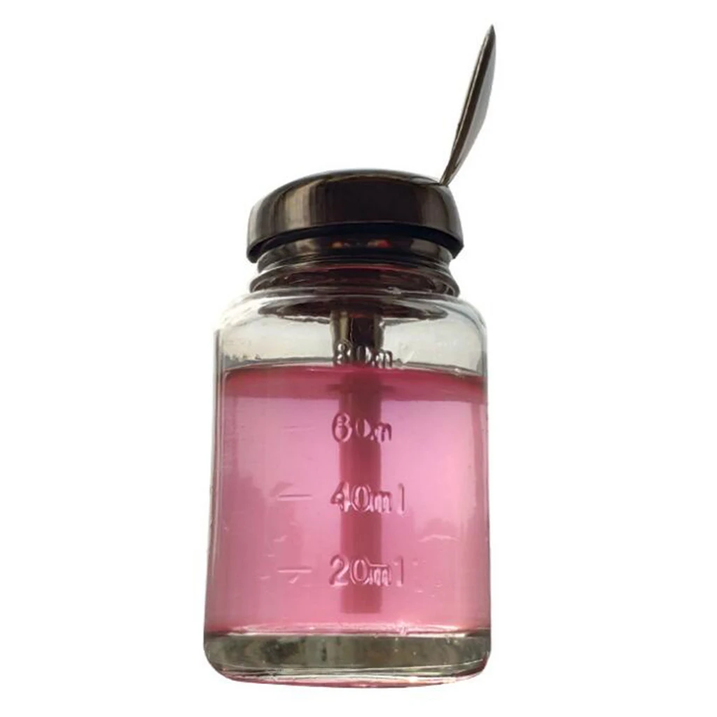 Стеклянный флакон с эффектом пуш апа для снятия лака и макияжа 80 мл 1 шт.|Жидкость