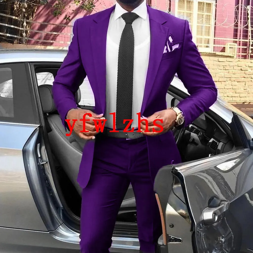 

Handsome One Button Groomsmen Notch Lapel Groom Tuxedos Men Suits Wedding/Prom/Dinner Best Blazer(Jacket+Pants+Tie) 330