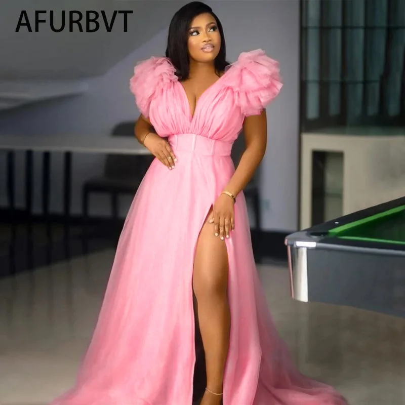 Милые синие и белые фатиновые Бальные платья с оборками для дня рождения Длинные