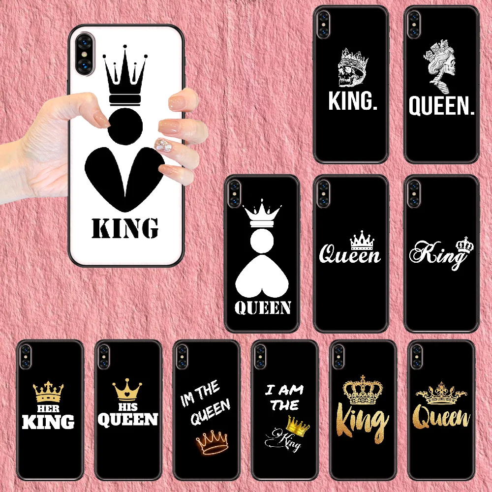 Милый чехол для телефона Король Королева корпус iphone 5 5s se 2 6 6s 7 8 12 mini plus X XS XR 11 PRO MAX