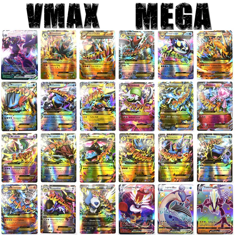 TAKARA TOMY-cartas de Pok&eacute;mon brillantes, juego de cartas VMAX GX V MAX Pokemo Kaarten Pikachu Charizard, juguete de batalla-0