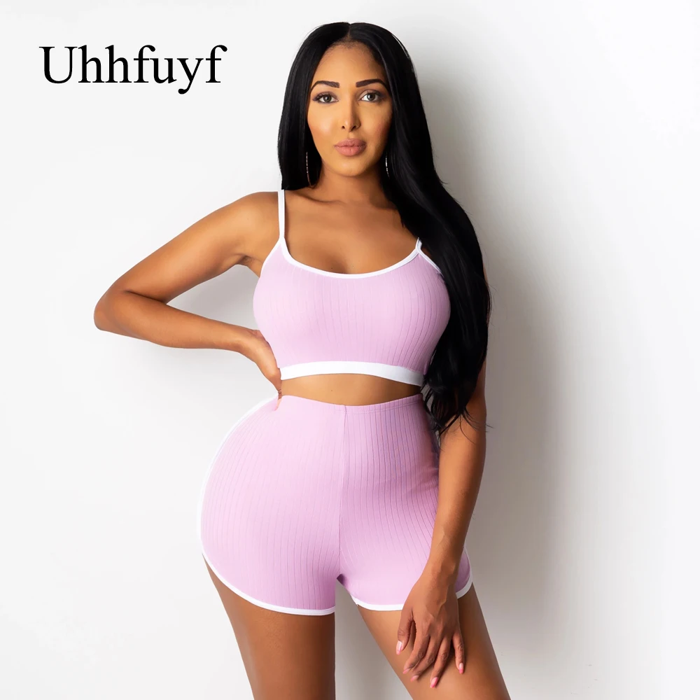 

Two Piece Set Tracksuit Women Summer Top + Shorts Pants Casual Crop Top Tees Hot Clothes Ensemble 2020