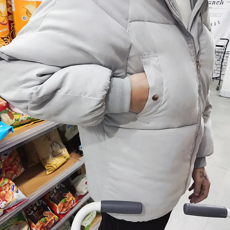 Модное короткое мужское пуховое пальто Молодежная Свободная куртка с хлопковой