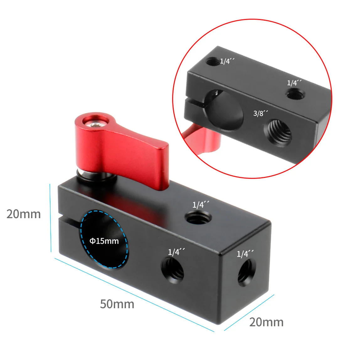 Крепежный блок для камеры 1/4 &quotрезьба 15 мм штанга DSLR Rig поддержка рельсовой