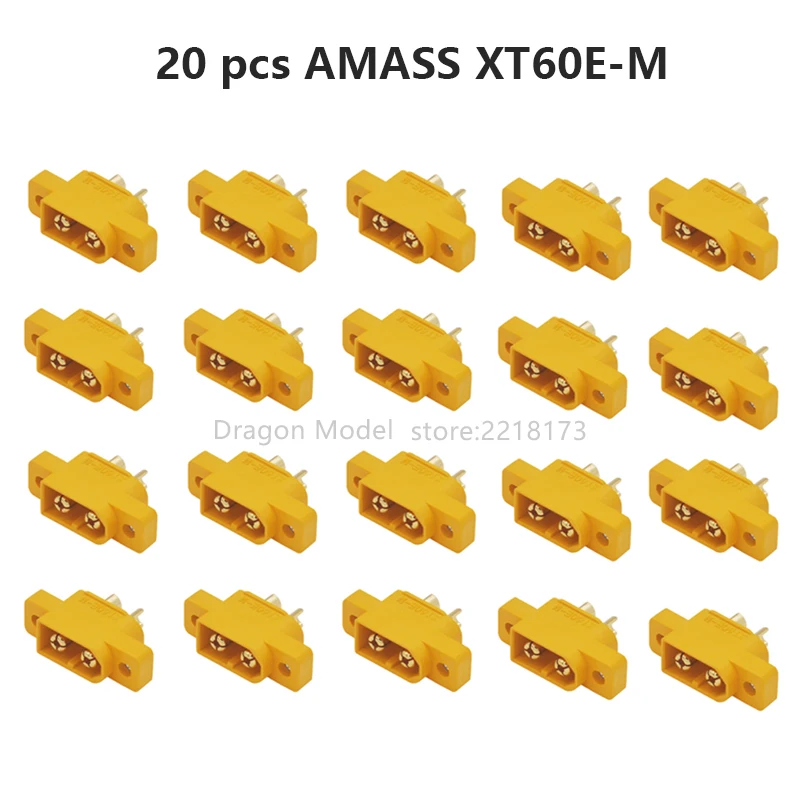 

AMASS XT60E-M Mountable XT60 Male Plug Connector For Racing Models Multicopter Fixed Board DIY Spare Part