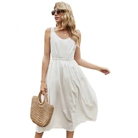 sleeveless round neck sling casual dress 2021 summer new european and american womens fashion french romantic dress