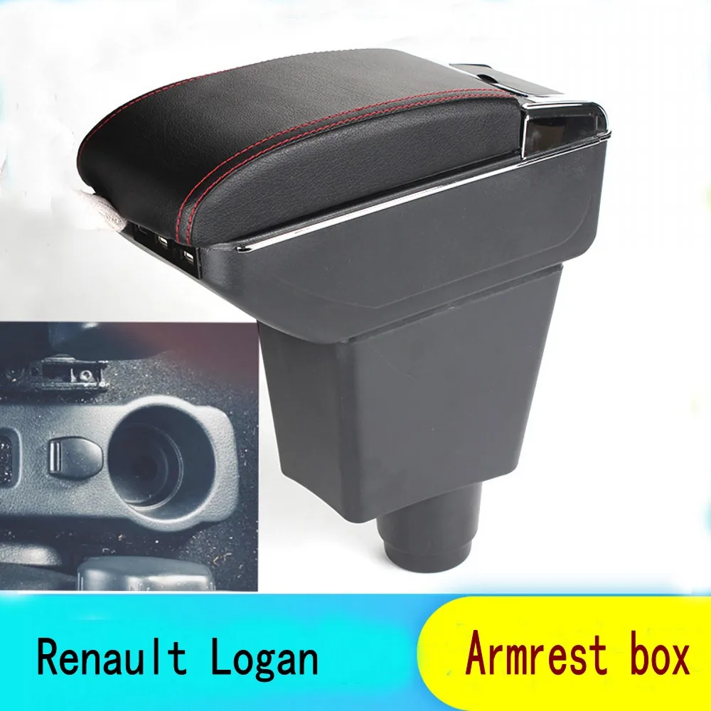 

For Renault Logan central Store content Storage box Double layer armrest box with Ashtray Cup holder accessories Russian version