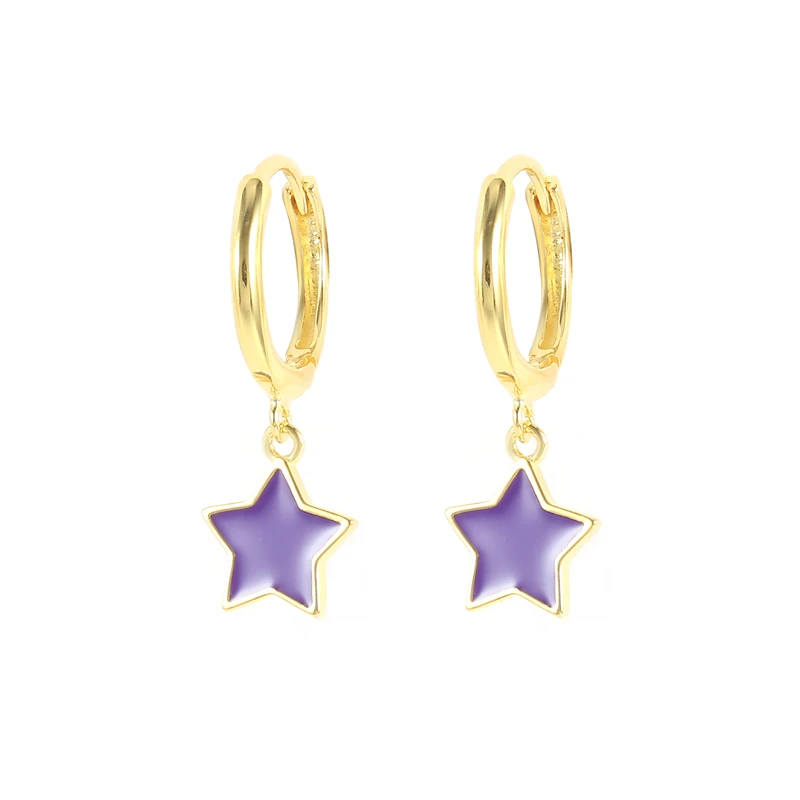 

Viny Star Moon Enamel Drops Oil Earrings For Women 925 Sterling Silver Earrings Hoops Pendientes Plata Fine Jewelry 2021 Trend