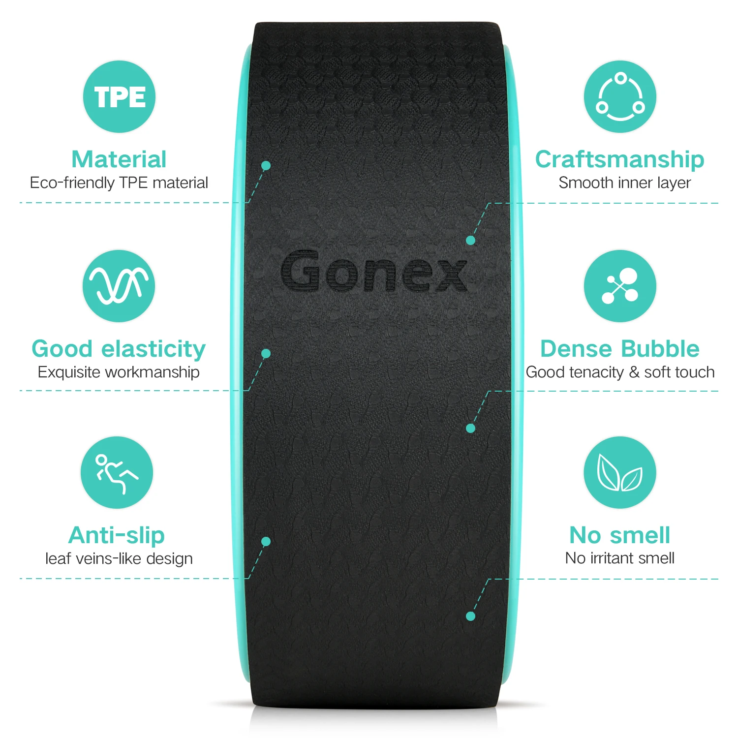 Круги для йоги Gonex, колеса для йоги 33x12,5 см с гидом для тренировки и толстой подушкой для растяжения, повышения гибкости и удобного сгиба спины
