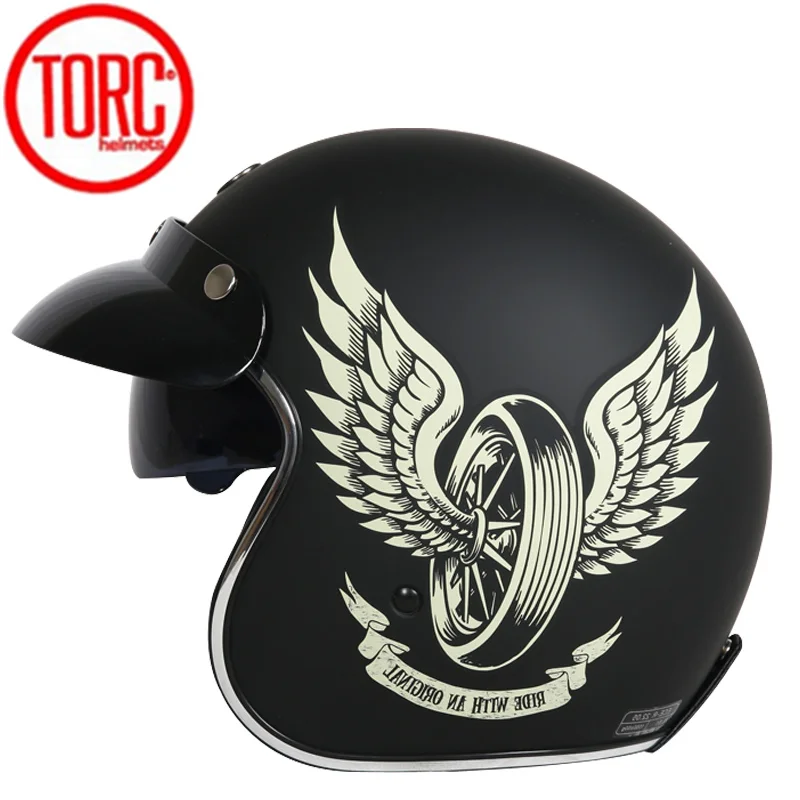 Новый TORC T57 винтажный мотоциклетный шлем 3/4 с открытым лицом Ретро гоночный