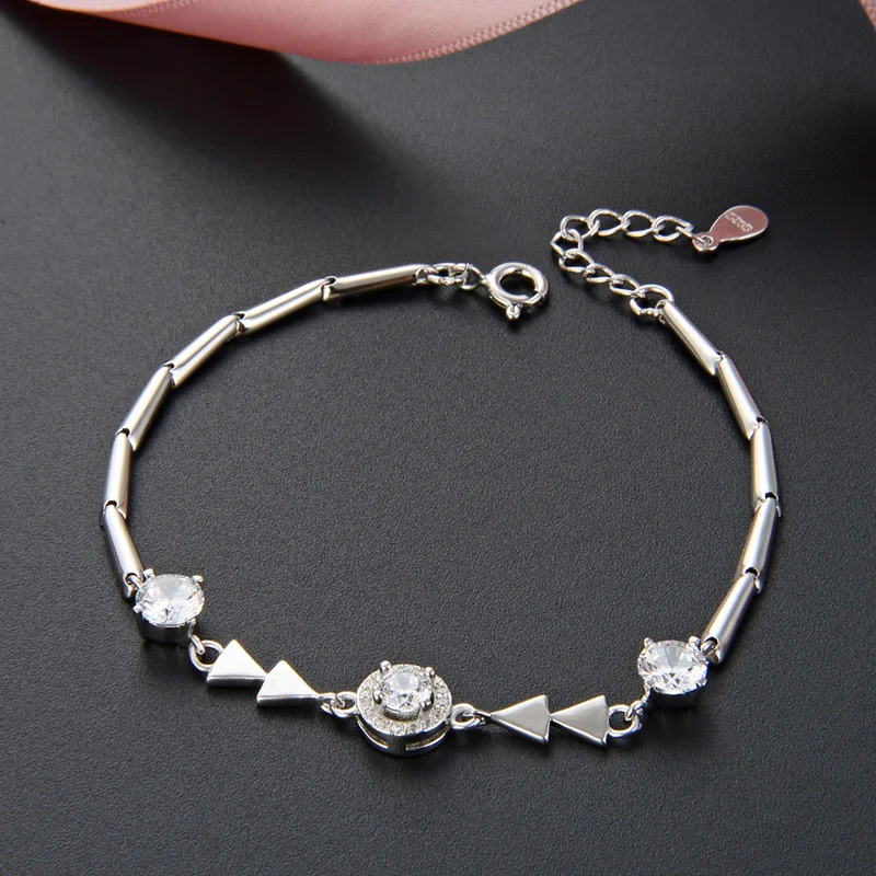 

16.5 Cm Wholesale Bracelet Wedding Jewelry Crystal High Quality Young Lady Hand Accessory Female Sterling Silver Bracelet S925