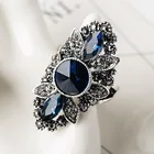 Женские винтажные кольца с голубым овальным Цирконом в стиле панк