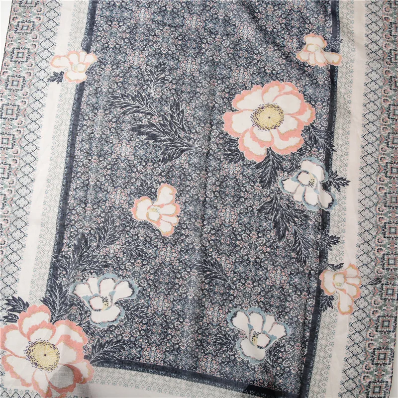 

Fashion Spring Women Linen Scarf Flower Beach Hijab Shawls and Wraps Foulard Female Echarpe Designer Headband