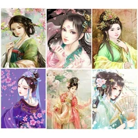ancient chinese women 5d diy full square round diamond painting girl embroidery cross stitch kit wall art handcraft home decor