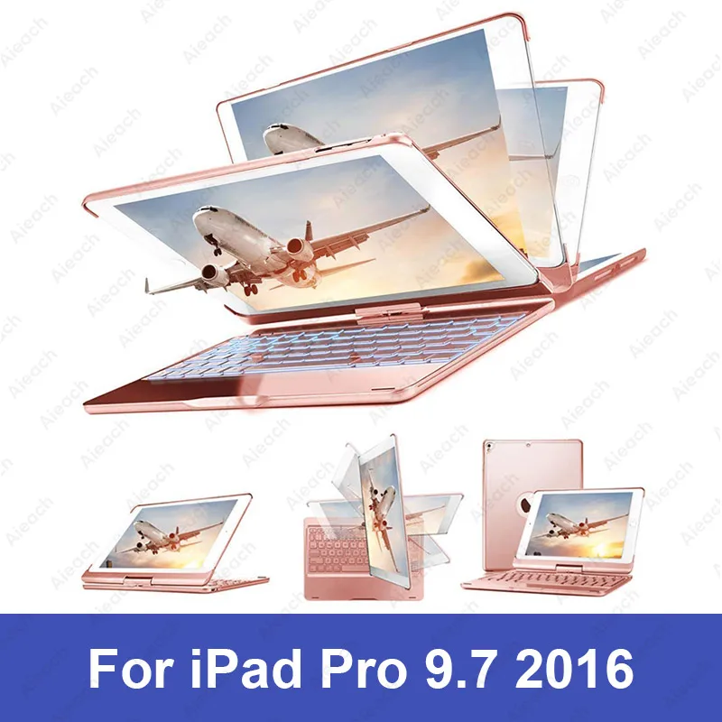 iPad Pro 9.7 Rose Чехол для iPad Pro 11 10,5 9,7 7 цветов с подсветкой 360 Rotatio Беспроводной Bluetooth клавиатура чехол для iPad 6th 5th воздуха на возраст 1, 2, 3 - Цвет: iPad Pro 9.7 Rose