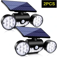 30 led solar lights outdoor security lights motion sensor dual head spotlights floor lamp ip65 for front door yard garden garage
