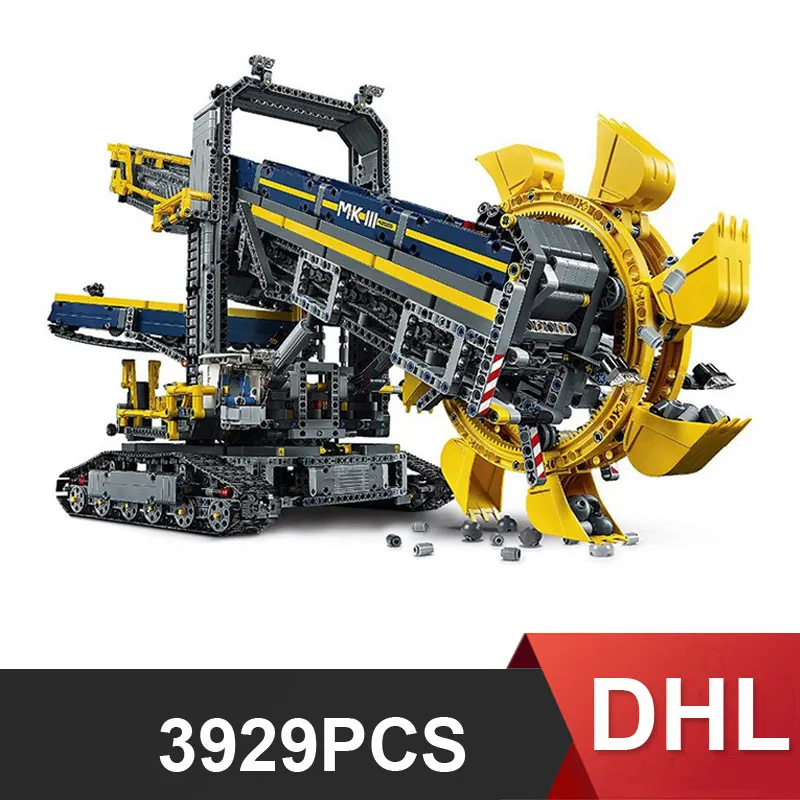 20015 3929 шт Электрический экскаватор с ковшовым колесом строительный блок игрушка