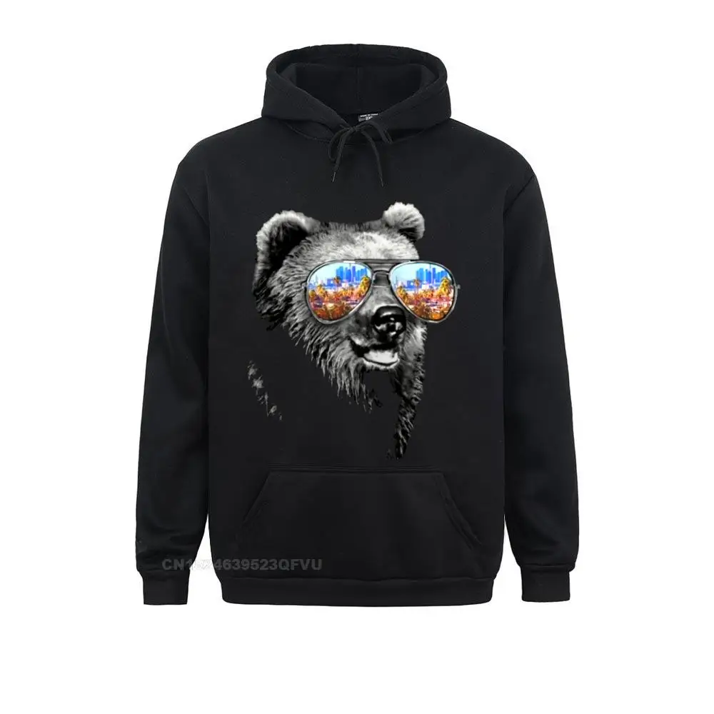 

Aviator Bear With Sunglasses Unique Men Long Sleeve Round Neck Tees Brand Mens Pure Cotton Men Harajuku