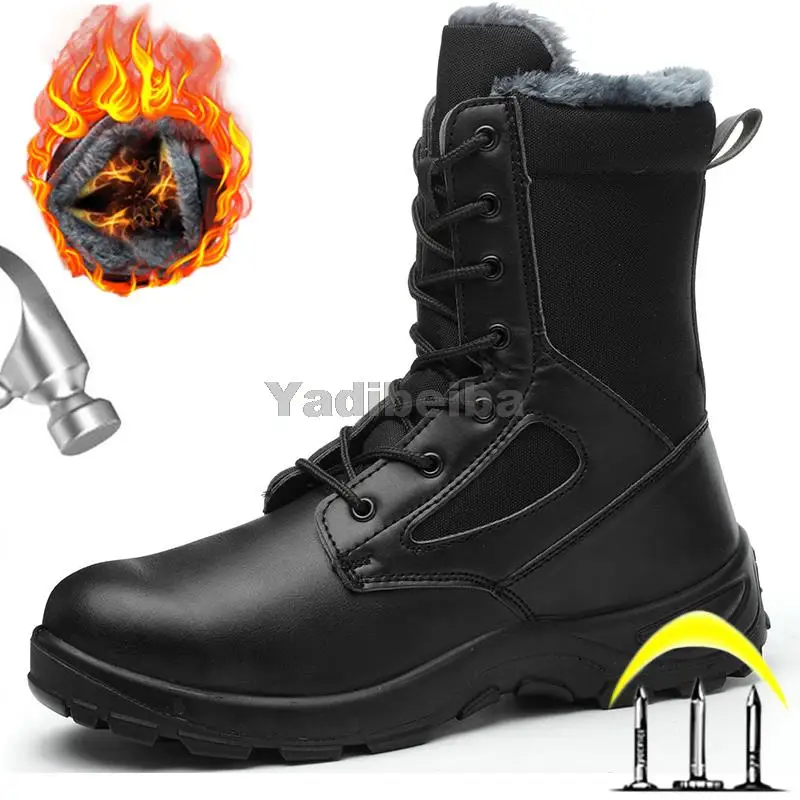 

2022 Men Winter Boots Safety Shoes Men Protective Work Shoes Steel Toe Cap Work Safety Boots Puncture-Proof Indestructible Boots