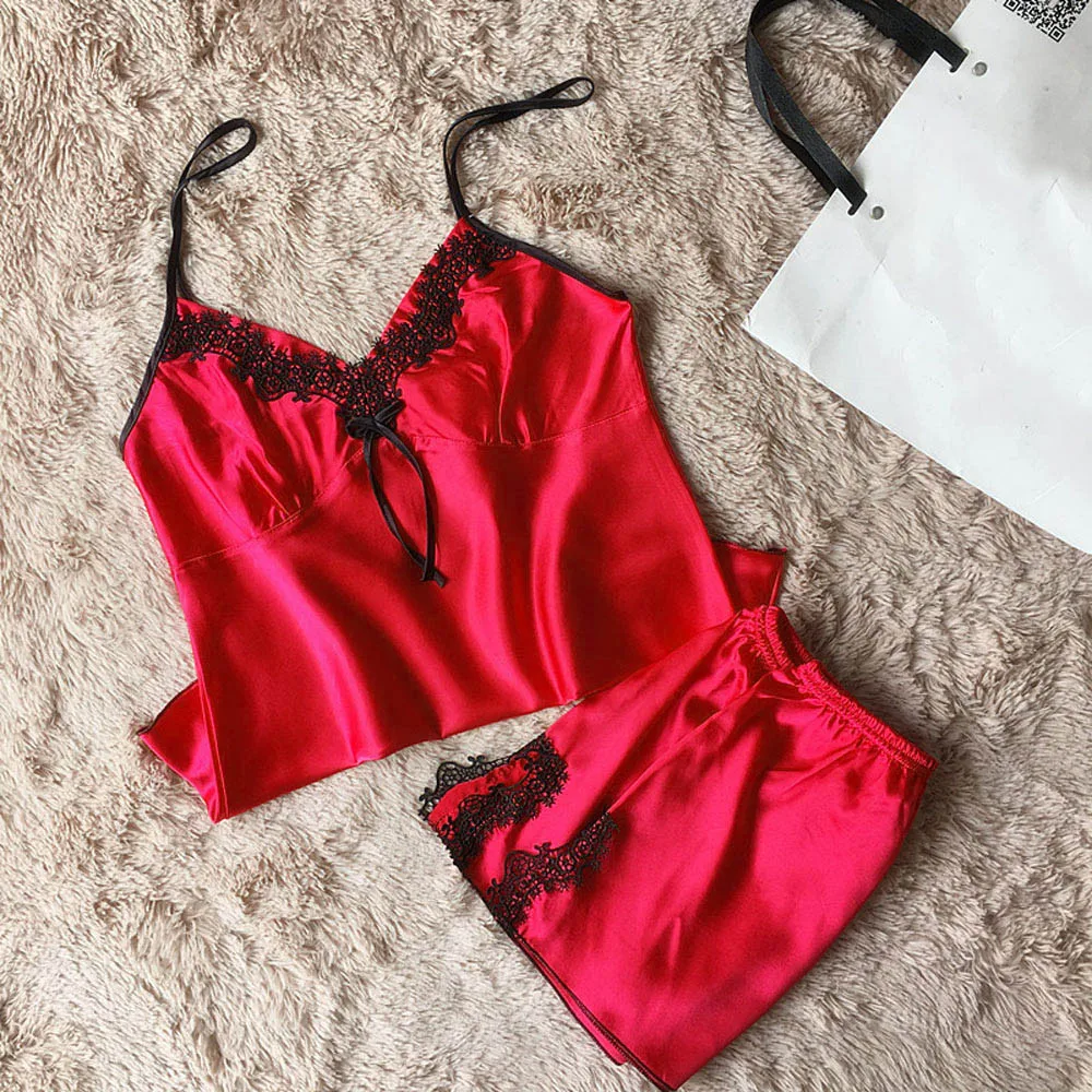 2019 женские пижамные комплекты 2 шт белье женская комбинация ночная рубашка