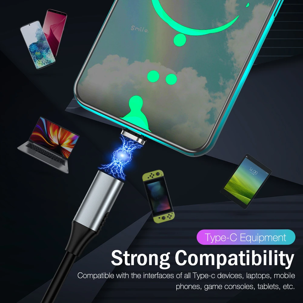 USB C к USBC Магнитный кабель для MacBook iPad планшета Samsung Xiaomi телефона 5A QC 4 0 Провод