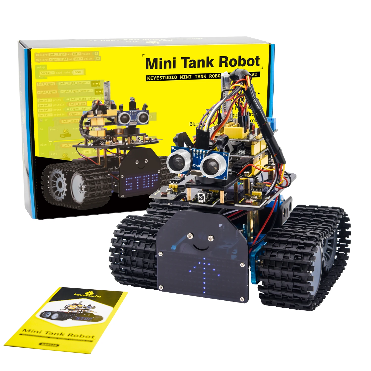 2020 NEW ! Keyestudio DIY Mini Tank V2.0 Smart Robot Car Kit for Arduino Robot STEM/Support IOS APP Control