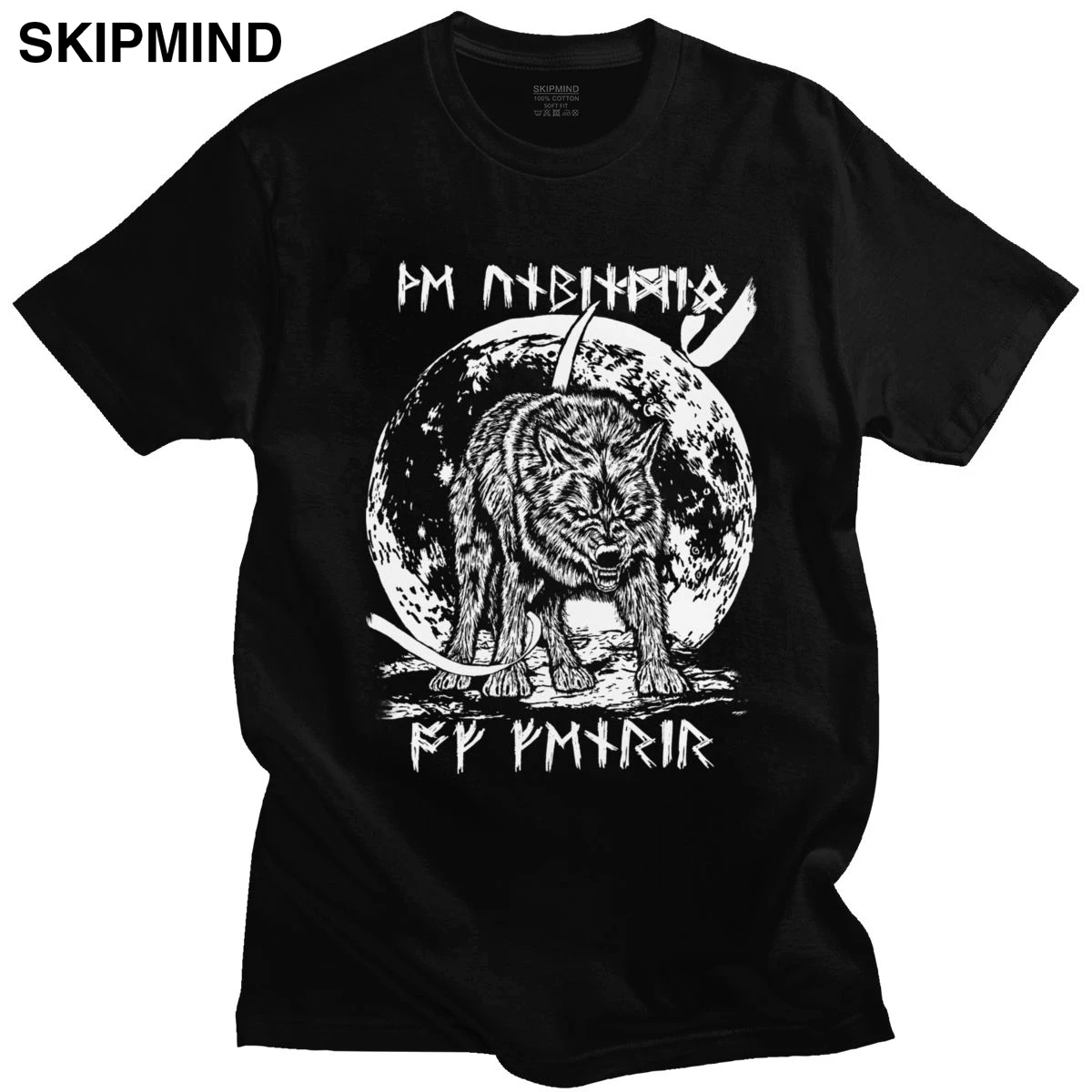 Валгаллы Odin футболка для мужчин из хлопка Moon Фенрир Локи сына классная с