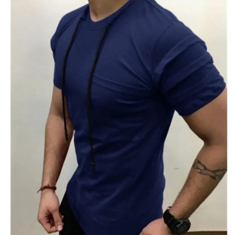 Брендовая одежда однотонная мужская футболка здоровая Мужская Повседневная с